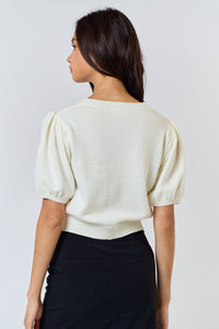 GINA BOW SWEATER-CREAM