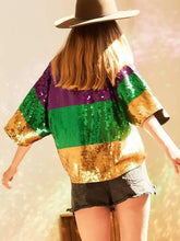 Load image into Gallery viewer, MARDI COLOR BLOCK SEQUIN TOP (PLUS)
