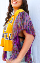 Load image into Gallery viewer, GOLD LSU FOOTBALL RAINBOW TINSEL TOP
