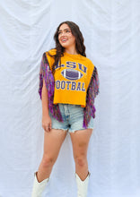 Load image into Gallery viewer, GOLD LSU FOOTBALL RAINBOW TINSEL TOP
