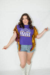 GEAUX TIGERS TINSEL TOP