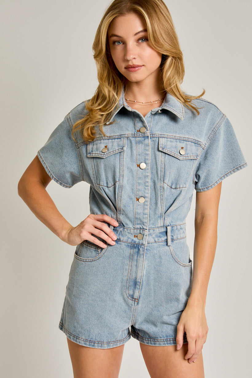 FAVE DENIM ROMPER