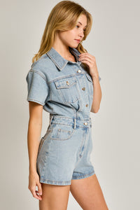 FAVE DENIM ROMPER